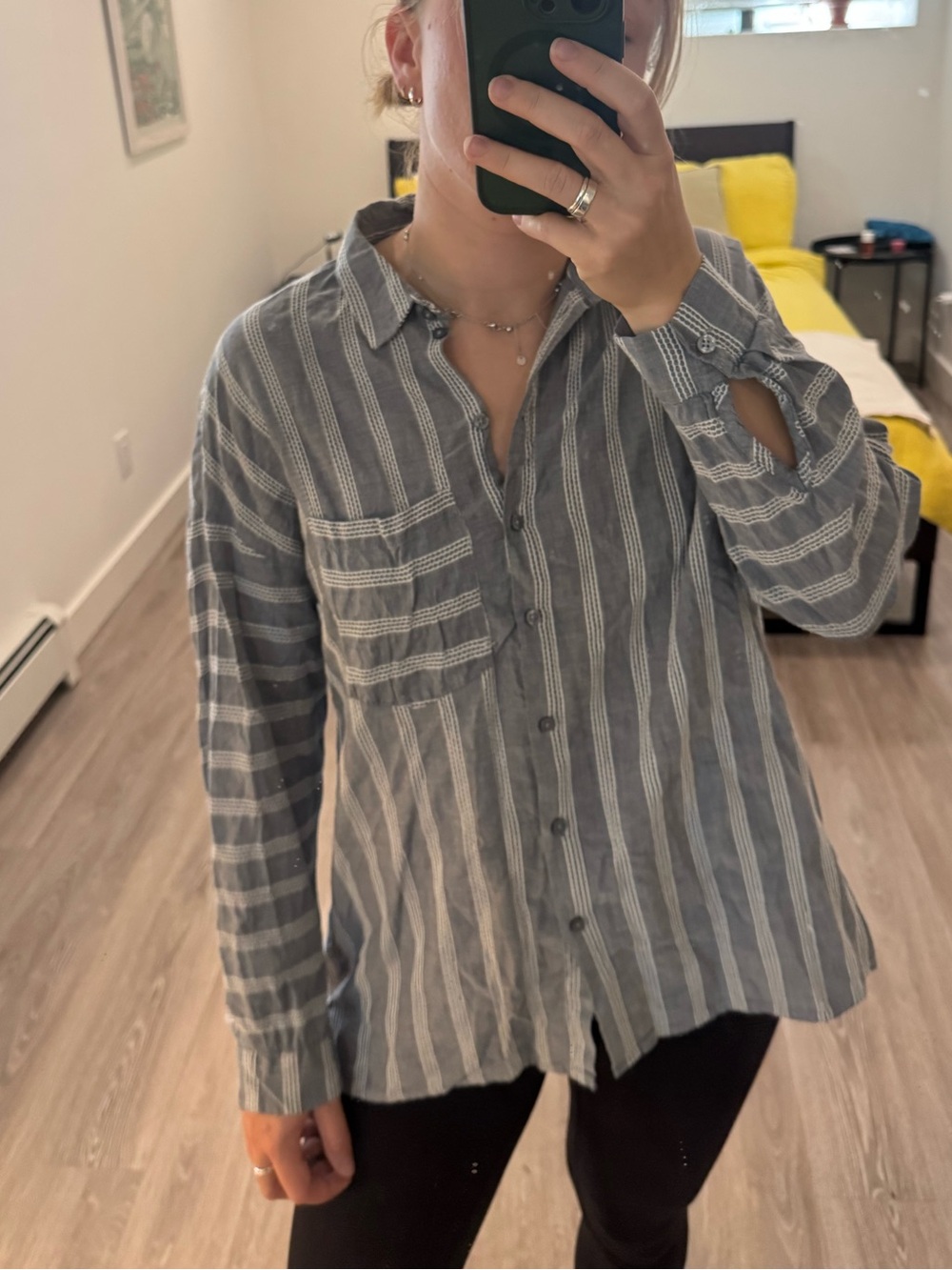 ASOS Grey and White 100% Cotton Stripe Button-Down Shirt
